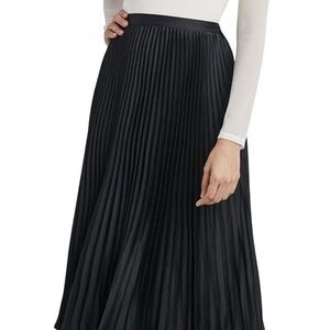 BCBGMAXAZRIA‎ Accordion Pleated Maxi Skirt M Black Sheer Elastic Waist Formal